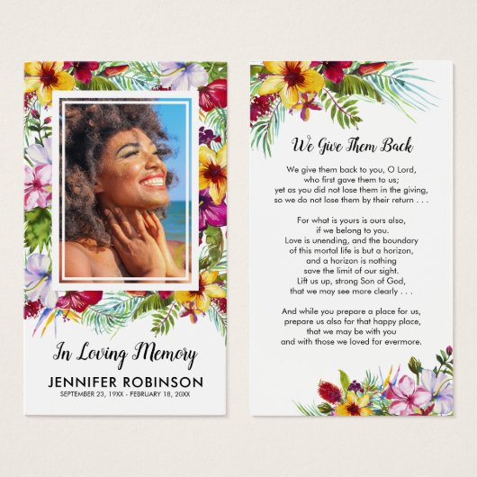 Tropic Photo Funeral Memorial Prayer (Front & Back)