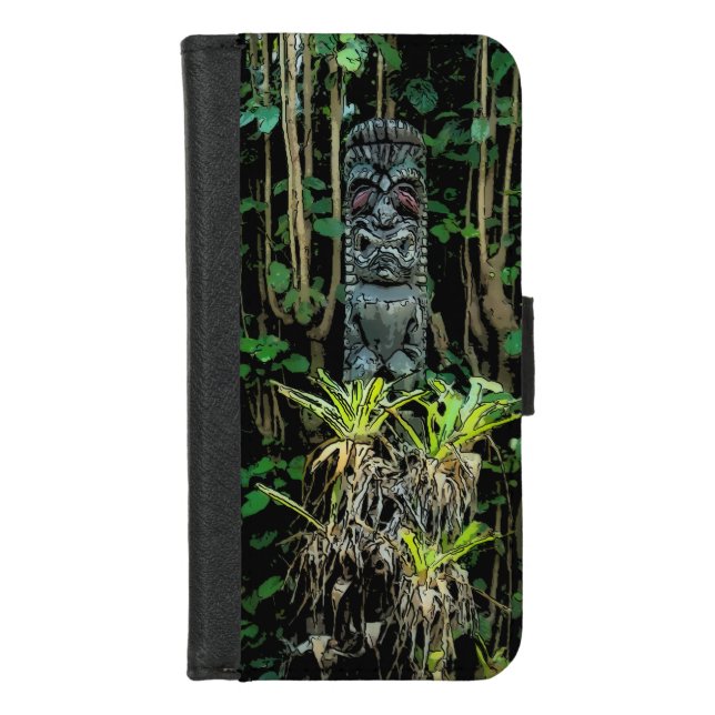 Tropic Pool Tiki Illustrated Hawaiian PhoneWallet iPhone Wallet Case (Front)