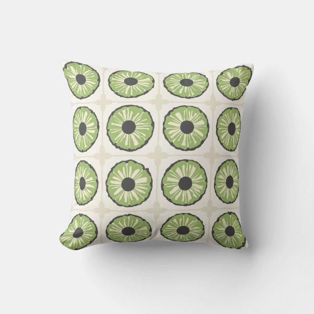 Tropic Slice Leafy Green Throw Pillow (Front)