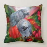 Tropic Spirits - African Greys Art Designer Pillow