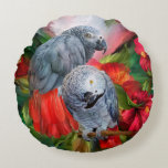 Tropic Spirits-African Greys Art Pillow-Round Round Pillow