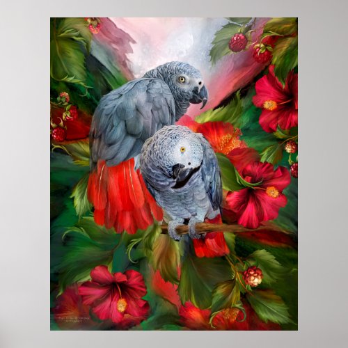 Tropic Spirits - African Greys Poster