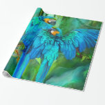 Tropic Spirits - Gold and Blue Macaw Art Gift Wrap