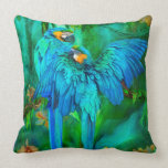 Tropic Spirits - Gold and Blue Macaw Art Pillow