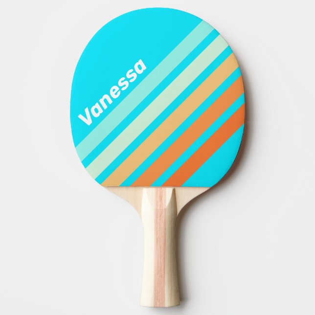 Tropic Splash Angled Striping with Name Ping Pong Paddle (Front)