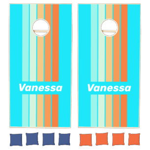 Tropic Splash Pin Striped with Name Cornhole Set
