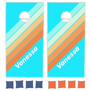 Tropic Splash Striped with Name Cornhole Set