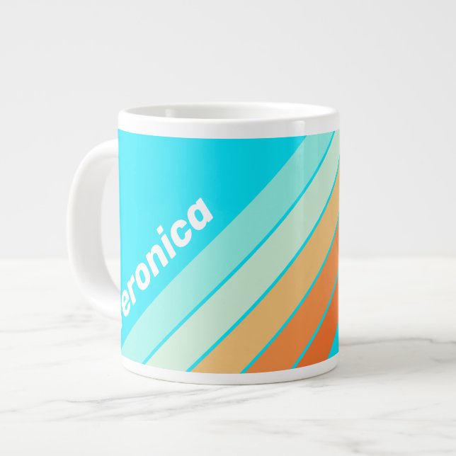 Tropic Splash Striped with Name Giant Coffee Mug (Front Left)