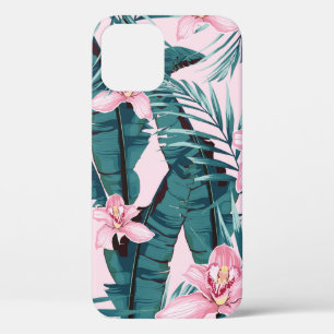 Tropic summer painting seamless pattern with palm iPhone 12 case
