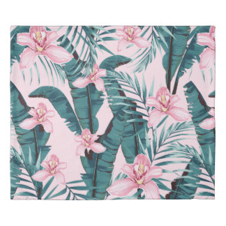 Tropic summer painting seamless pattern with palm duvet cover
