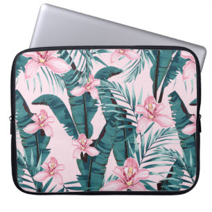 Tropic summer painting seamless pattern with palm laptop sleeve