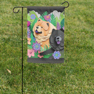 TROPIC TANGO red black chow  Garden Flag