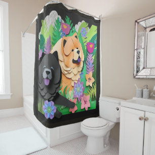TROPIC TANGO red black chow Shower Curtain