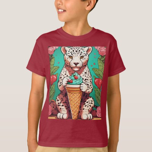 Tropic Treat Tiger with injoy Ice cream  T_Shirt