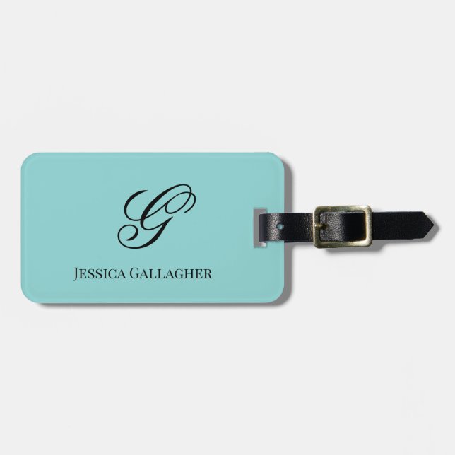 Tropic Turquoise Monogram Luggage Tags (Front Horizontal)
