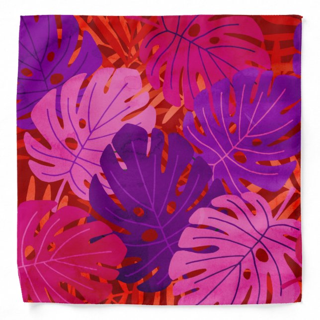 Tropic Vibes Hawaiian Monstera Leaf Tropical Bandana (Front)