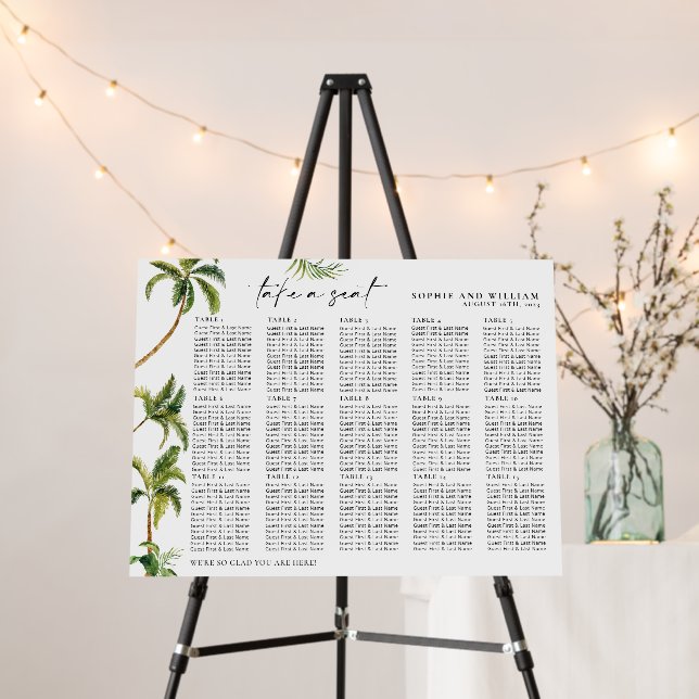 Tropical 15 Table Seating Chart Foam Board (In Situ (Stand))