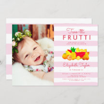 Tropical 2nd Birthday Pink Photo Two-tti Frutti