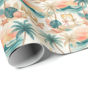 Tropical 40th Birthday Celebration Golden Number Wrapping Paper