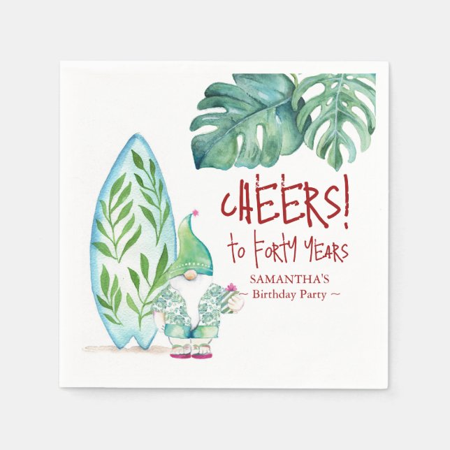 Tropical 40th Birthday Christmas in July Theme Napkins (Front)