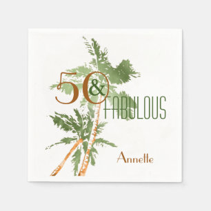 Tropical 50 & Fabulous Palm Trees 50th Birthday Napkins