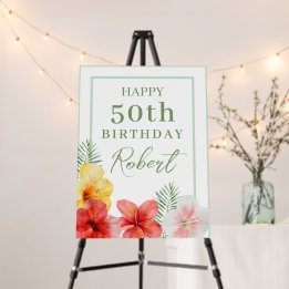 Tropical 50th Birthday Party Foam Board