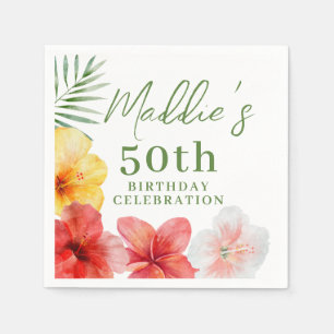 Tropical 50th Birthday Party Napkins