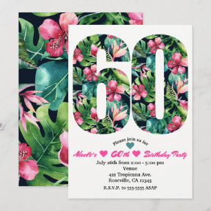 Tropical 60 60th Sixty Birthday Party Invitation