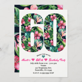 Tropical 60 60th Sixty Birthday Party Invitation