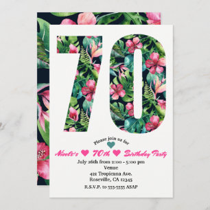 Tropical 70 70th Seventy Birthday Party Invitation