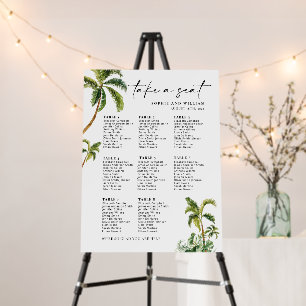 Tropical 8 Table Floral Seating Chart Foam Board