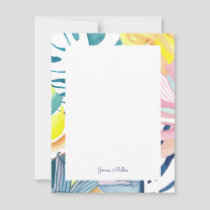 Tropical Abstract Art Personalized Flat Note Card