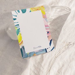 Tropical Abstract Art Personalized Flat Note Card