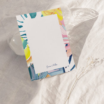 Tropical Abstract Art Personalized Flat Note Card by byEunMee at Zazzle
