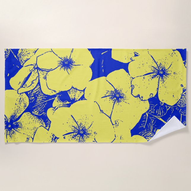 Tropical Abstract Flowers Beach Towel (Front)
