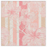 Tropical abstract flowers striped peach apricot ba fabric