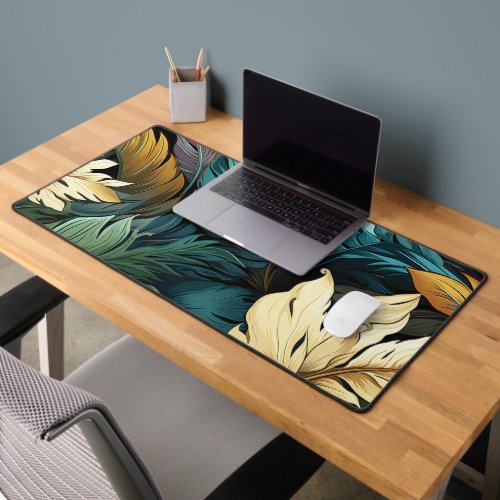 Tropical abstract leaves desk mat