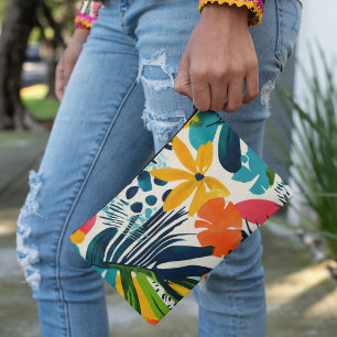Tropical Abstract Pattern Zippered Pouch