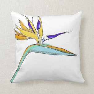 Tropical Accent Floral Bird-of-Paradise Throw Pillow