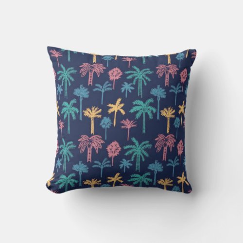 Tropical Accent Palm Tree Pattern Outdoor Pillow