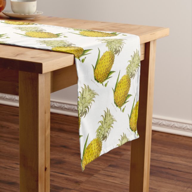 Tropical Accent Pineapple Vintage Illustration Medium Table Runner (In Situ)
