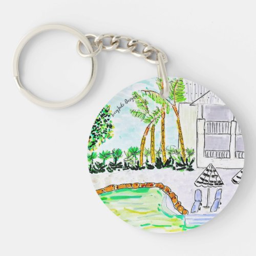 Tropical Acrylic Key Ring Ariella  Lily Designs Keychain