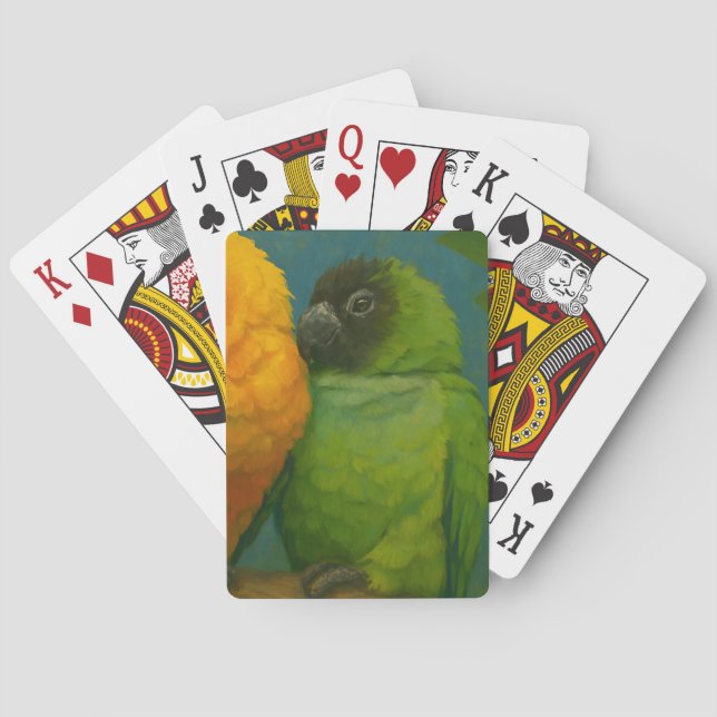 Tropical Affection – Parrots in Forest Light Poker Cards (Back)