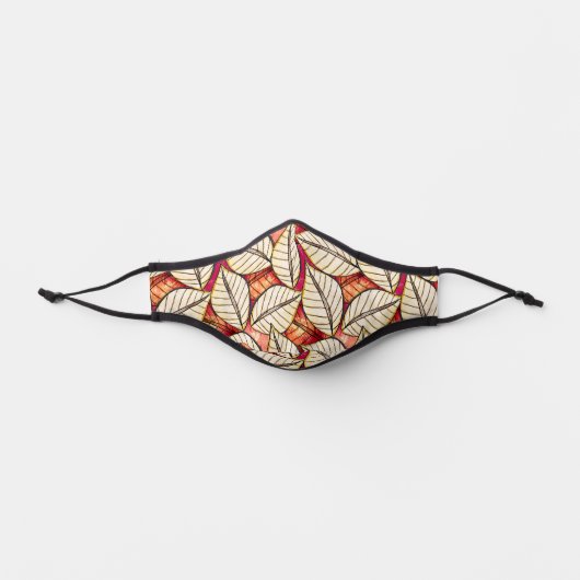 Tropical African Leaf Pattern Red and Beige Premium Face Mask (Front)