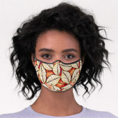 Tropical African Leaf Pattern Red and Beige Premium Face Mask (Worn)