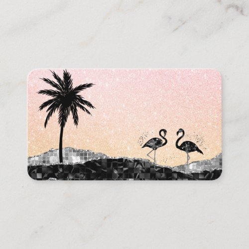  Tropical Agate Crystal Palm Tree Flamingo Business Card