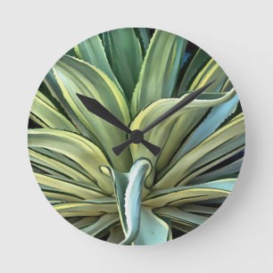 Tropical Agave Realism Art Round Clock