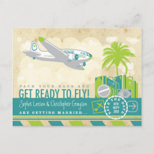 Tropical Airline Travel Save the Date Postcard