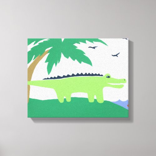 Tropical Alligator Art for Kids Safari Sky Look Canvas Print