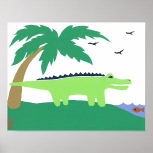 Tropical Alligator Art for Kids, Safari Sky Look Poster